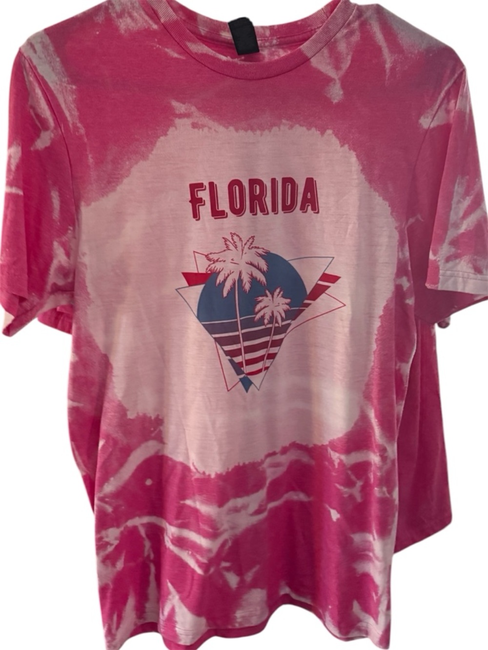 Gildan Pink & Red Florida Graphic bleached soft Tee one of a kind vibes